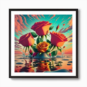 Roses In The Water 2 Art Print