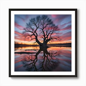 Tree At Sunset Art Print