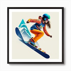 Snowboarder In The Air Art Print