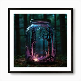 Mason Jar Forest1 Art Print