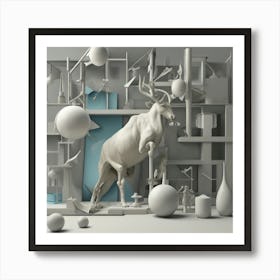 Deer In Space Art Print