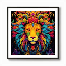 King Of The Jungle - Psychedelic Lion Art Print