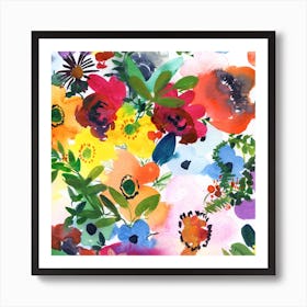 Watercolor Flowers in Vivid Colors Art Print