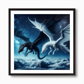 Two Majestic Dragons 1 Art Print