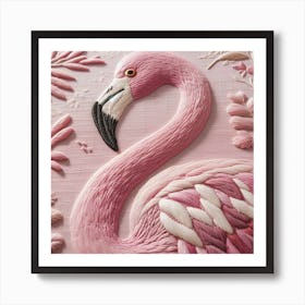 Flamingo Embroidery 1 Art Print