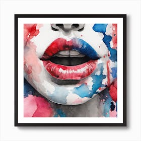 Watercolor Of A Woman'S Lips Art Print