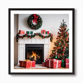 Christmas Tree And Presents 2 Art Print