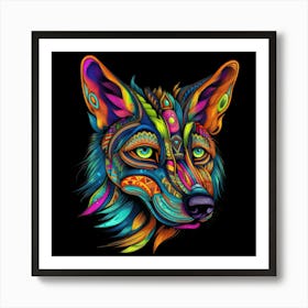 Psychedelic Wolf Art Print