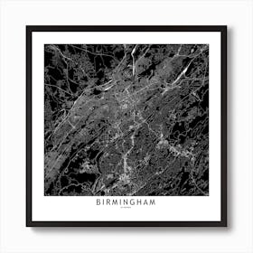 Birmingham Black And White Map Square Art Print