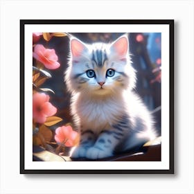 Little Kitten With Blue Eyes Art Print