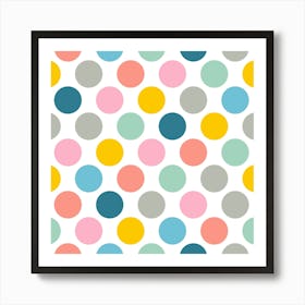 SPRING DOTSY Abstract Geometric Polka Dots in Pastels on Cream Art Print