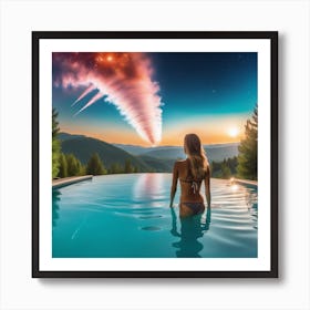 Woman In A Pool 1 Art Print