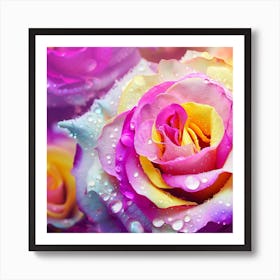 Beautiful pink, yellow, and purple chameleon roses 3 Art Print