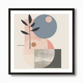 Harmony of Forms: Minimalist Fusion of Geometry and Nature in Pastel Hues Art Print