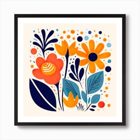 Matisse Inspired Abstract Flowers 2 Wall Art Art Print