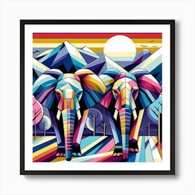 The Growing Guardians Elephants Art Print