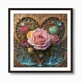 Ornate Vintage Hearts Muted Colors Lace Victorian 2 Art Print