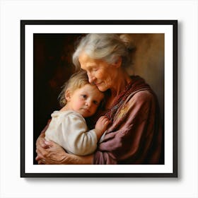 An Elderly Woman With Alabaster Skin Bent Slightly Forward In A Posture Of Tender Care And Love Cr 320845330 (1) Art Print