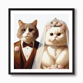 Wedding Cats V4 Art Print