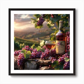 Wine And Grapes 3 Art Print