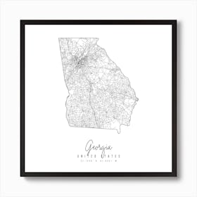 Georgia Minimal Street Map Square Art Print