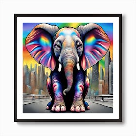 Rainbow Elephant 1 Art Print