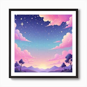 Sky With Twinkling Stars In Pastel Colors Square Composition 99 Art Print