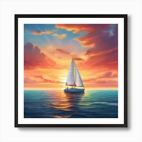 Leonardo Diffusion Xl A Sailboat Gracefully Glides Across The 1 Art Print