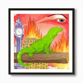 Monitor Lizard On The Log 3 Art Print