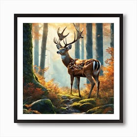 Deer In The Forest 157 Art Print