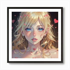 Blonde Girl With Heart On Neck(1) Art Print