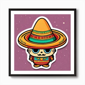 Mexican Sombrero And Pancho Sticker 2d Cute Fantasy Dreamy Vector Illustration 2d Flat Center (13) Art Print