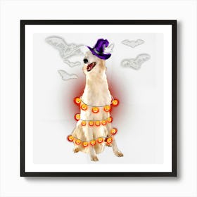 Borzoi Dog Light Pumpkin Funny Halloween Gifts Art Print