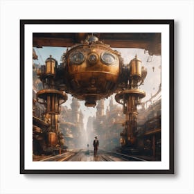 Steampunk meets artificial intelligence: A retro-futuristic world Art Print