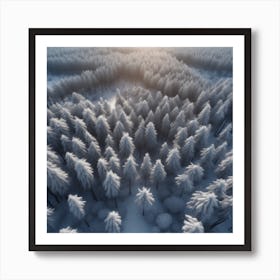 Winter Forest With Visible Horizon And Stars From Above Drone View Perfect Composition Beautiful (8) Art Print