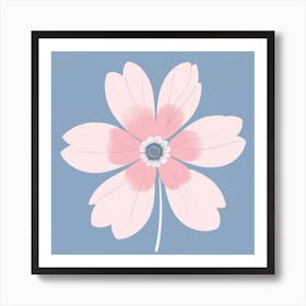 A White And Pink Flower In Minimalist Style Square Composition 368 Art Print