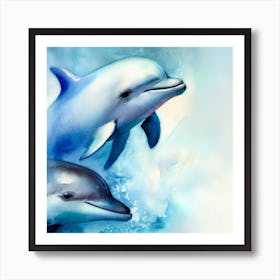 Marine Muse: Dancing Dolphins Art Print