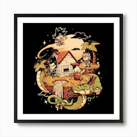 Dragon Island Cute Anime Art Print