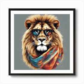 Lion With Glasses Art Print