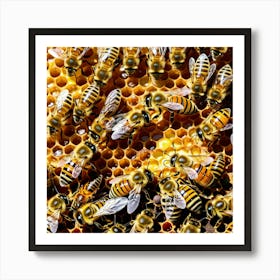 Bees Insects Pollinators Honey Hive Queen Worker Drone Nectar Pollen Colony Honeycomb St (2) Art Print