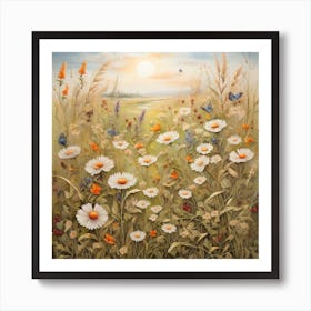 Daisies In The Meadow Art Print