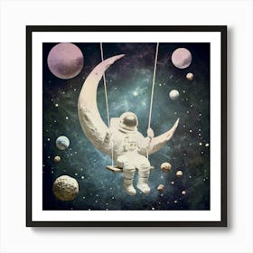 Astronaut On A Swing 1 Art Print