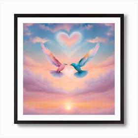 Hummingbirds In Love Art Print