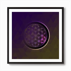 Geometric Neon Glyph on Jewel Tone Triangle Pattern 347 Art Print