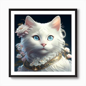 White Cat With Blue Eyes Art Print