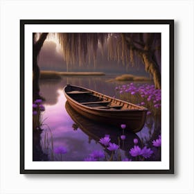 Canoe On A Lake Art Print