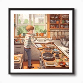 Boy In The Kitchen Art Print