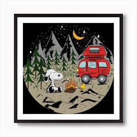 Snoopy Camping Art Print