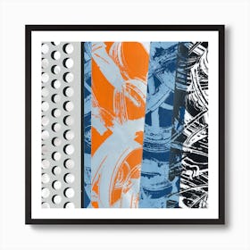 Abstract Oran And Blue Art Print
