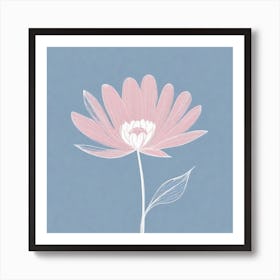 A White And Pink Flower In Minimalist Style Square Composition 488 Art Print